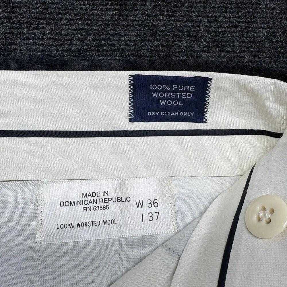Deansgate Tailors Row Mens Gray 100% Worsted Wool Pleated Dress Pants 36x32